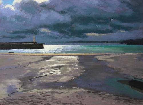 Storm clouds at low tide - early morning - St Ives